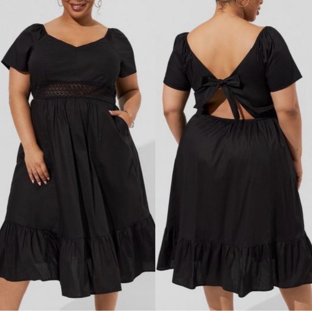 NWOT Torrid Midi Poplin Sheer Waist Dress